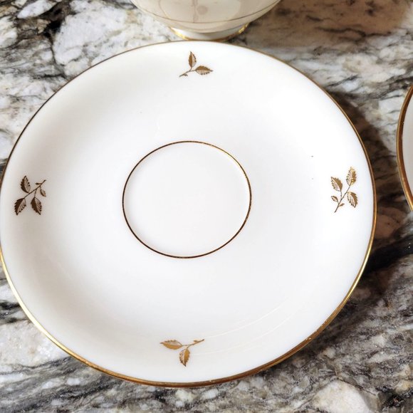 Lenox Rhodora Fine China Set Cup & Saucers P471 Pink Rose Gold Leaf - Picture 5 of 9